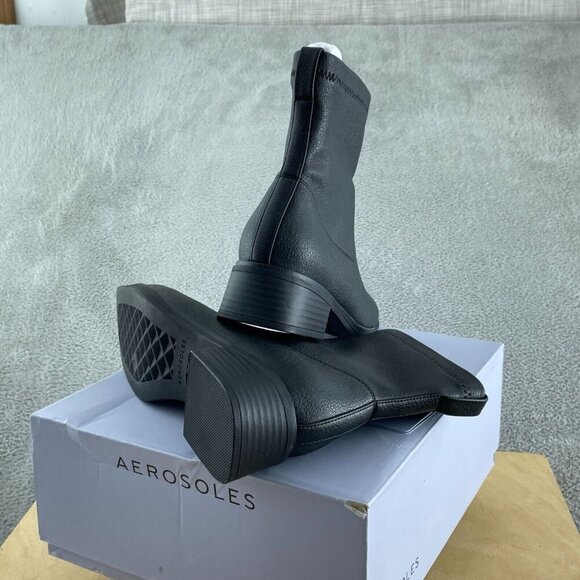 Aerosoles Women's DAZZY Ankle Boot BLACK Faux Leather 7M NWB S023 - Picture 5 of 12